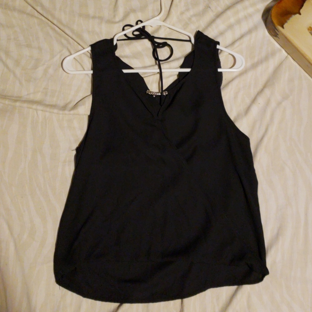 Lavish Black Sleeveless Blouse